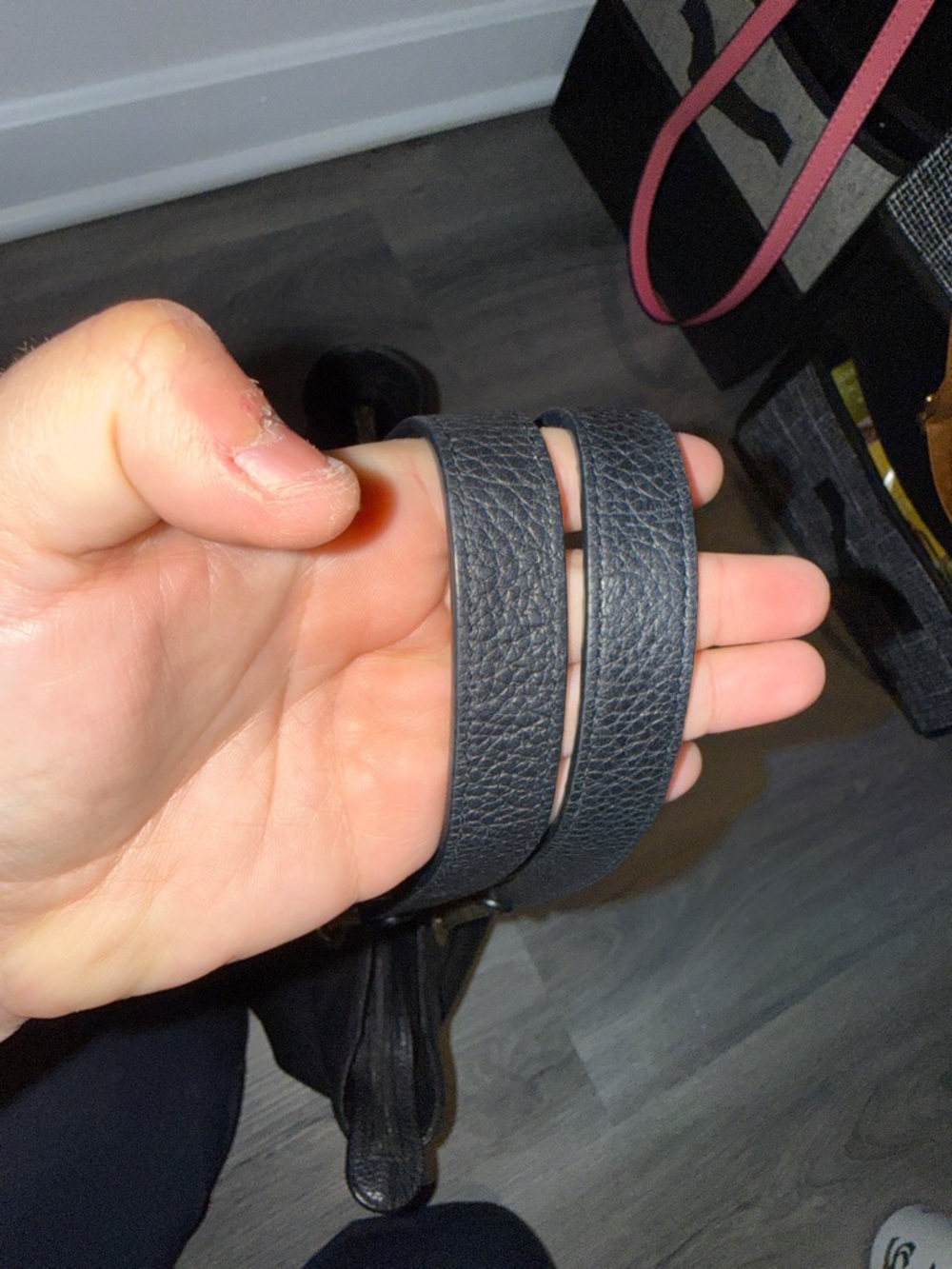 Michael Kors Black Pebbled Leather Tote with Gold Chain Straps - Picture 4 of 5